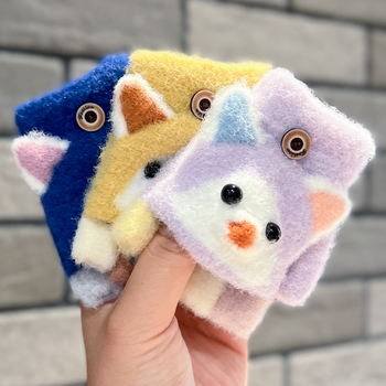 Bērnu pus pirštvainus cimdi ar karikatūras dizainu no akrila šķiedras, 0–3 gadi, uztur siltumu, ziemai