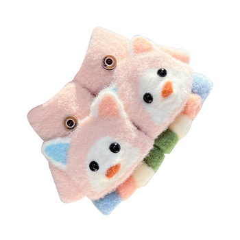 Bērnu pus pirštvainus cimdi ar karikatūras dizainu no akrila šķiedras, 0–3 gadi, uztur siltumu, ziemai