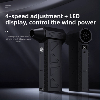 Ručni turbinski ventilator za kampiranje — bežični, 7.4V, 50W, usisavanje 11000Pa; rasvjeta i čišćenje prašine