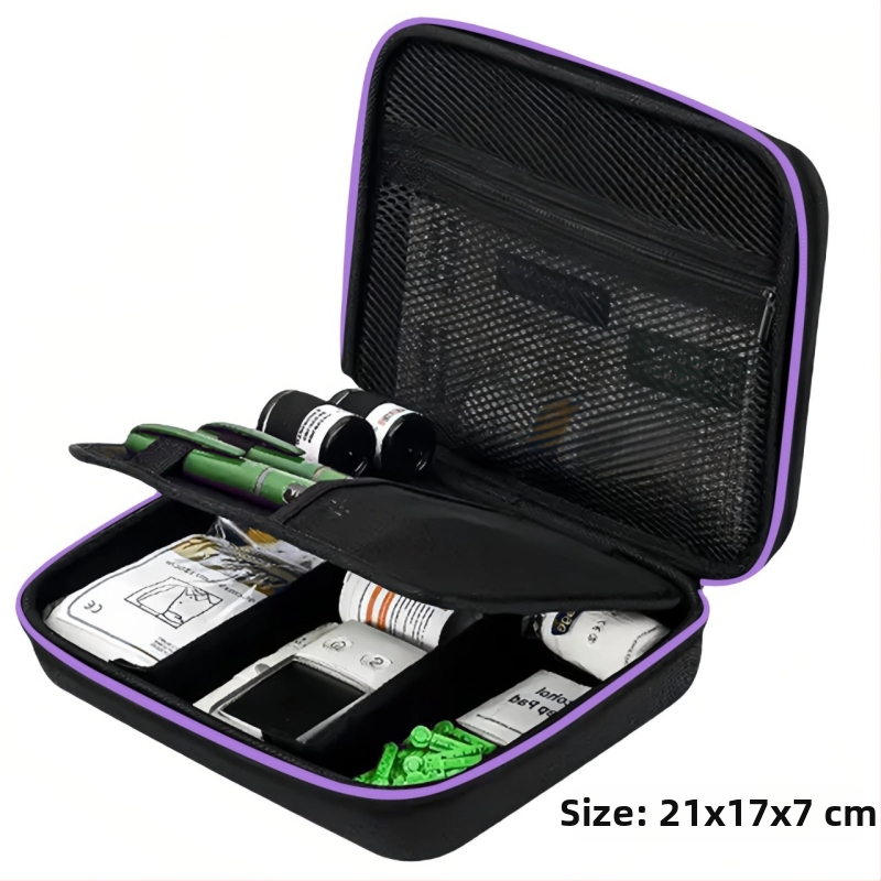 Diabēta instrumentu uzglabāšanas kārba – EVA materiāls, mūsdienīgs minimālisma stils, galda uzglabāšana, putekļu aizsardzība