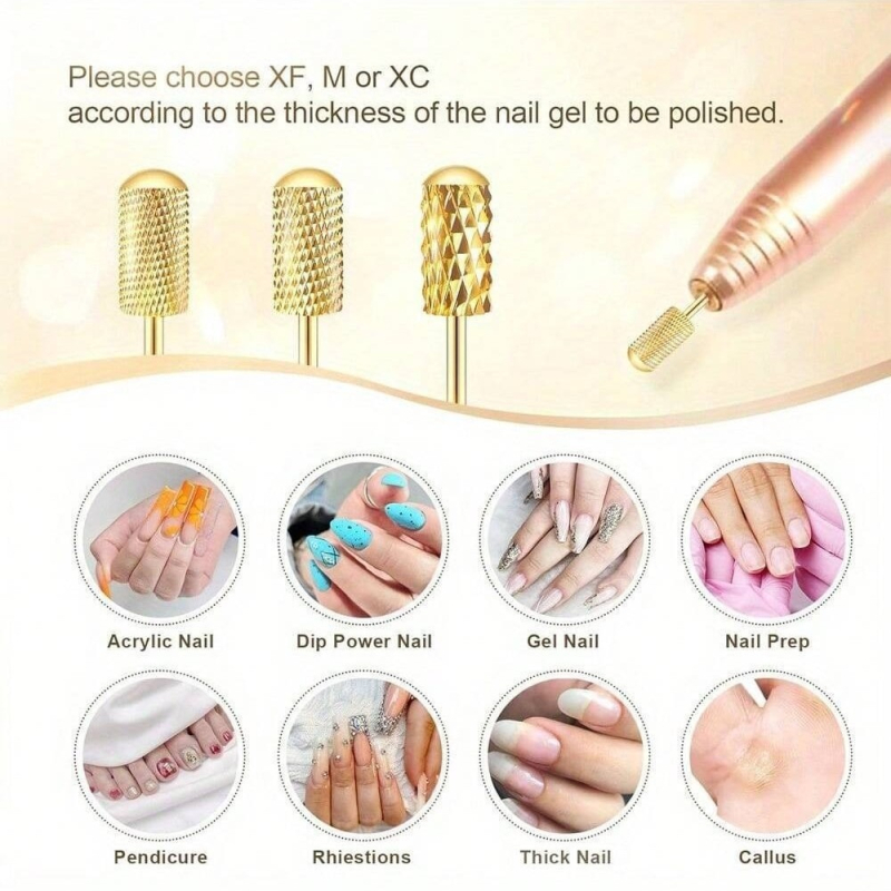 Volframa tērauda cilindriskā kupola veida slīpēšanas galva nagu noņemšanai un pedikīram — nagu virsmas pulēšanas instruments, OEM nomaiņa, tīrais saturs 6.7