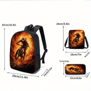 Unisex ποδηλατική τσάντα πλάτης, μεγάλη χωρητικότητα, ελαφριά, φλοράλ εκτύπωση, Oxford ύφασμα