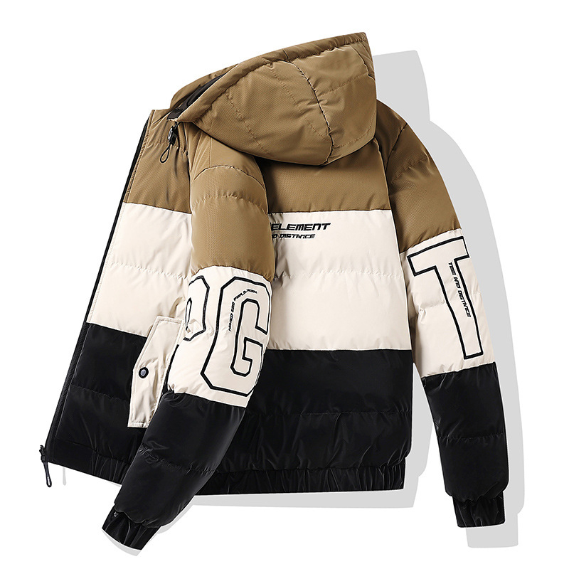 Kokvilnas jaka ar kapuci, divpusēja nēsāšana, patchwork dizains, rāvējslēdzējs, bieza pildviela