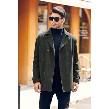 Vyrinis klasikinis verslo paltas, dviejų sluoksnių, siauras pjūvis, storesnis audinys, be gobtuvo, Lycra audinys