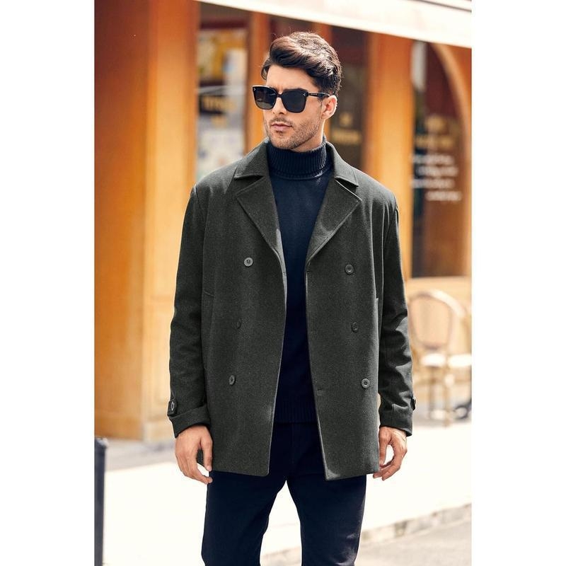 Vyrinis klasikinis verslo paltas, dviejų sluoksnių, siauras pjūvis, storesnis audinys, be gobtuvo, Lycra audinys