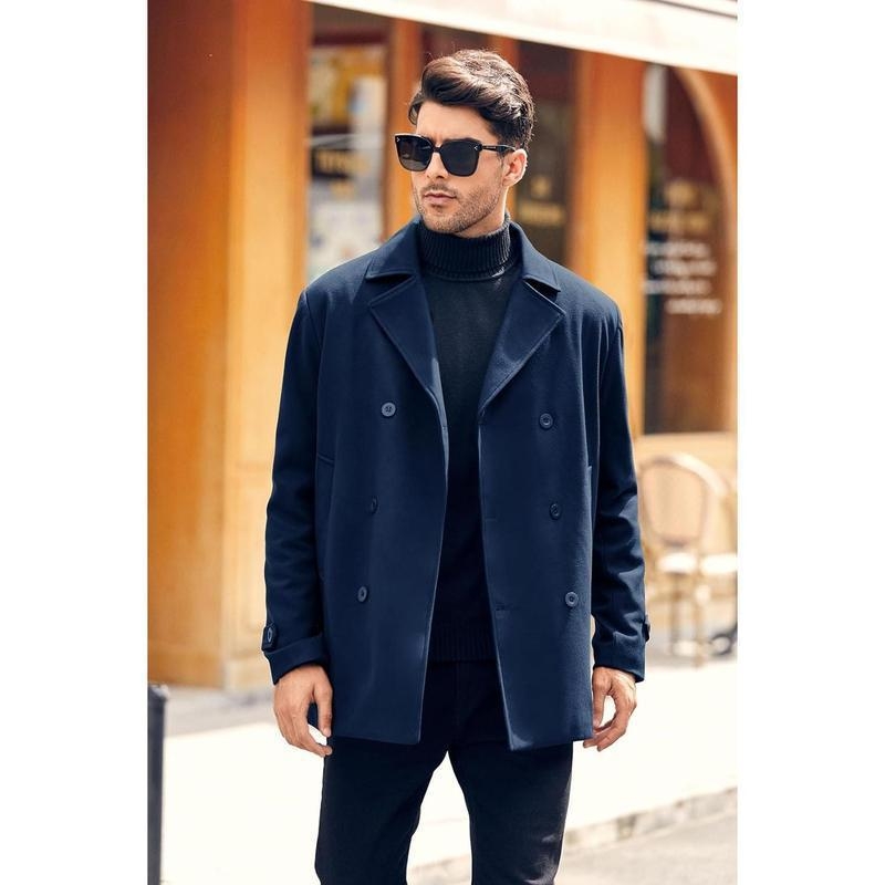 Vyrinis klasikinis verslo paltas, dviejų sluoksnių, siauras pjūvis, storesnis audinys, be gobtuvo, Lycra audinys