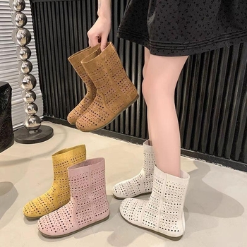 Γυναικεία επίπεδη παπούτσια — PU επάνω μέρος, PU σόλα, slip-on, χαμηλό τακούνι γάτας, ριγέ μοτίβο