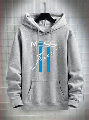 Muški fleksi hoodie s kapuljom i natpisom, slobodan kroj, poliester 91–95%.