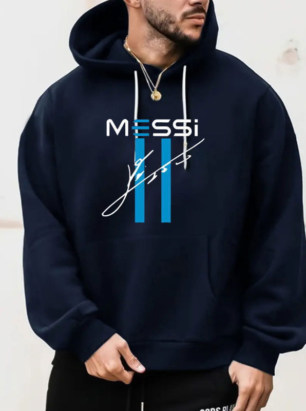 Muški fleksi hoodie s kapuljom i natpisom, slobodan kroj, poliester 91–95%.