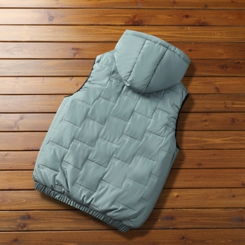 Muška vesta od poliestera sa kapuljom i zipom, debela zimu, podstava poliester