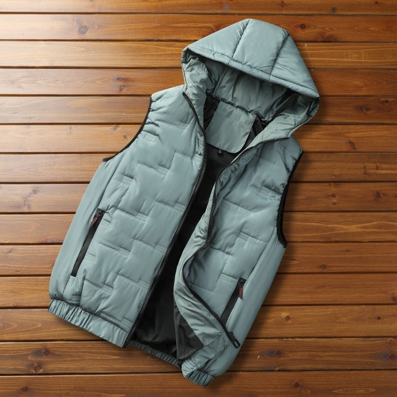 Muška vesta od poliestera sa kapuljom i zipom, debela zimu, podstava poliester