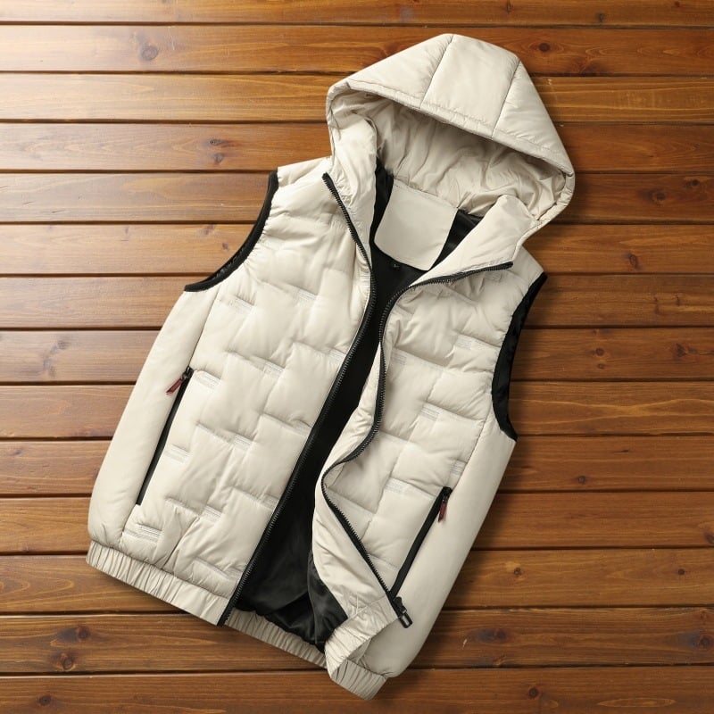 Muška vesta od poliestera sa kapuljom i zipom, debela zimu, podstava poliester