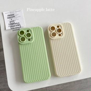 iPhone maciņš ar adījuma rakstu, TPU materiāls, pilns aizsardzība, minimālistisks stils. Trieciju izturīgs, skrāpējumu izturīgs, pirkstu nospiedumu izturīgs. Reljefaina tekstūra. Saderīgs ar iPhone 12/12 Pro/12 Pro Max, 13/13 Pro/13 Pro Max un 14/14 Pro Ma