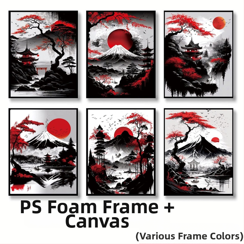 Drobės tapyba, šiuolaikiškas dekoratyvinis sienos meno kūrinys svetainei, įrėminta kieto medžio rėmu, inkjet spausdinimas ant drobės