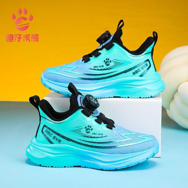 Bērnu tīkla sporta apavi ar svītrainu rakstu, elpojošs augšējais, EVA zole, rotējošais aizvērums