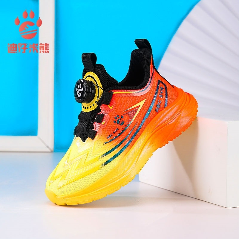 Bērnu tīkla sporta apavi ar svītrainu rakstu, elpojošs augšējais, EVA zole, rotējošais aizvērums