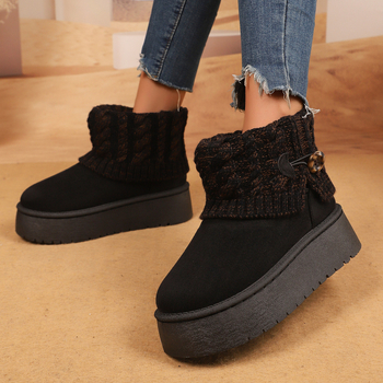 Χιονισμένα μποτάκια με nubuk πάνω μέρος, επένδυση από τεχνητή γούνα, σόλα από καουτσούκ