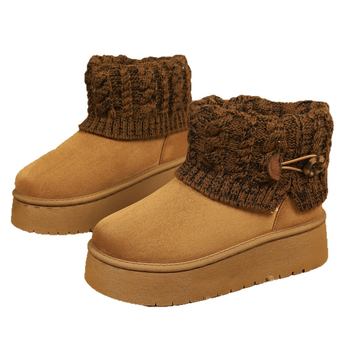 Χιονισμένα μποτάκια με nubuk πάνω μέρος, επένδυση από τεχνητή γούνα, σόλα από καουτσούκ