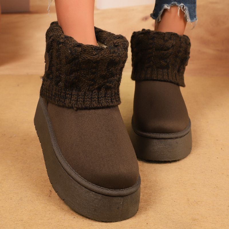 Χιονισμένα μποτάκια με nubuk πάνω μέρος, επένδυση από τεχνητή γούνα, σόλα από καουτσούκ