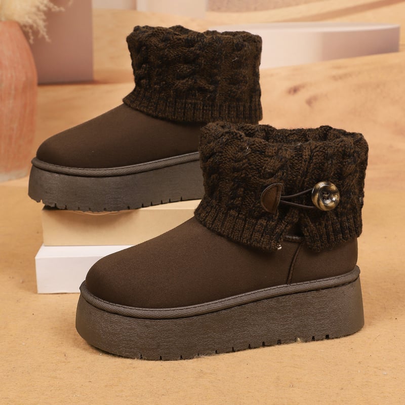 Χιονισμένα μποτάκια με nubuk πάνω μέρος, επένδυση από τεχνητή γούνα, σόλα από καουτσούκ