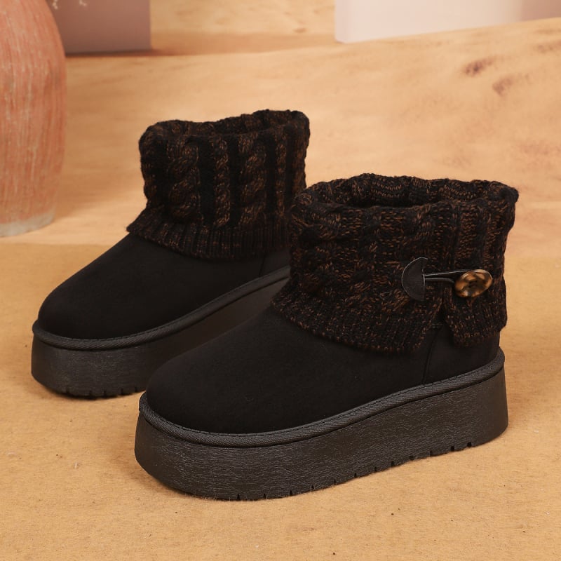 Χιονισμένα μποτάκια με nubuk πάνω μέρος, επένδυση από τεχνητή γούνα, σόλα από καουτσούκ