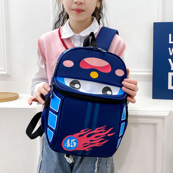 Bērnu mugursoma ar lielu ietilpību, unisex, neilons, elpojoša, izturīga pret nolietošanos, atstarojoša nakts drošībai, anime automašīnas motīvs