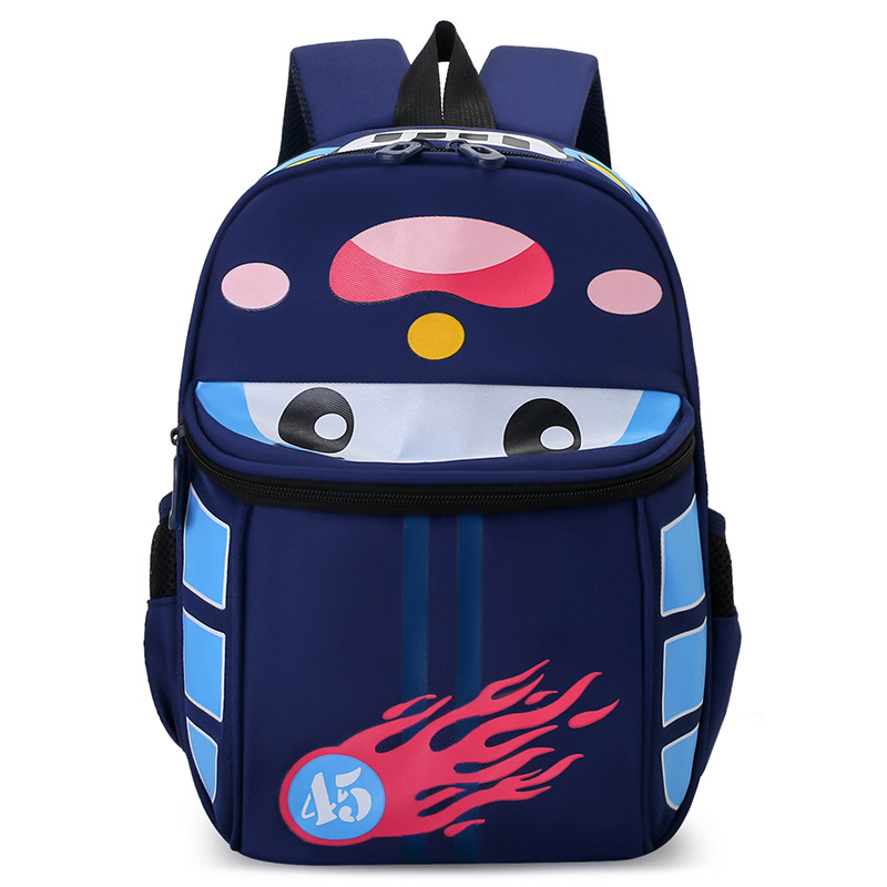 Bērnu mugursoma ar lielu ietilpību, unisex, neilons, elpojoša, izturīga pret nolietošanos, atstarojoša nakts drošībai, anime automašīnas motīvs