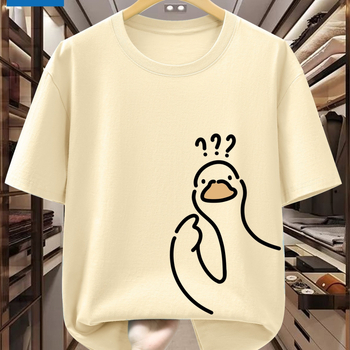 Vīriešu T-krekls no 96% kokvilnas ar karikatūras baloža zīmējumu, apaļš kaklaizgriezums, īsi piedurknes, ikdienas stils.