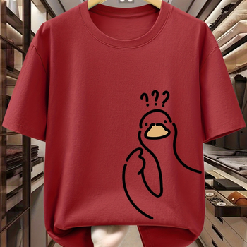 Vīriešu T-krekls no 96% kokvilnas ar karikatūras baloža zīmējumu, apaļš kaklaizgriezums, īsi piedurknes, ikdienas stils.