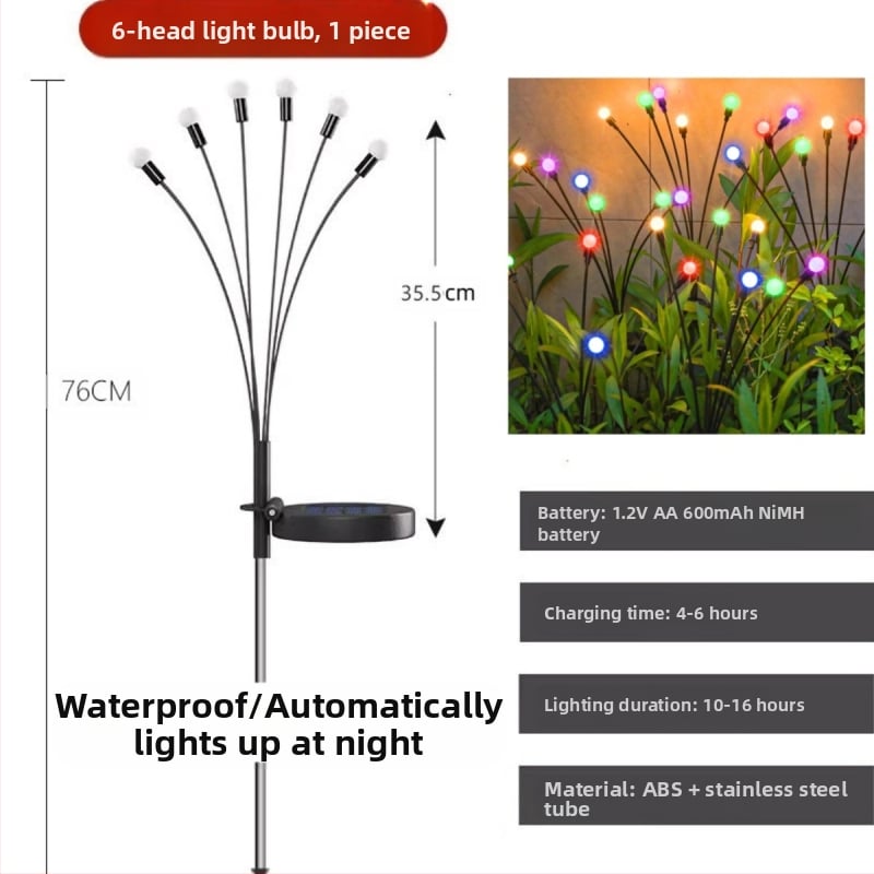 LED saules dārza gaismu virtene, ziedu formā, IP65 ūdensizturīgs, saules enerģijas padeve, pogu vadība, ieejas spriegums ≤36