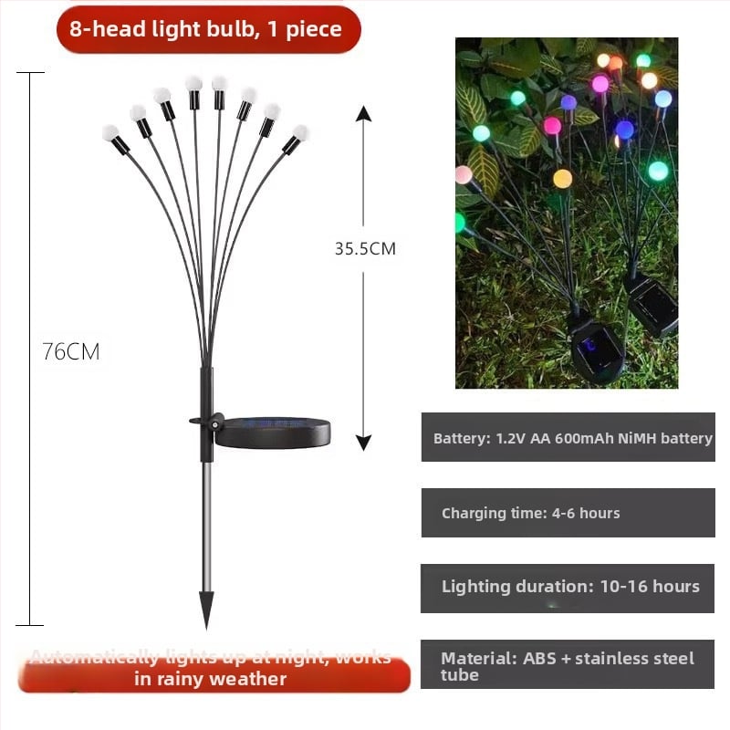 LED saules dārza gaismu virtene, ziedu formā, IP65 ūdensizturīgs, saules enerģijas padeve, pogu vadība, ieejas spriegums ≤36