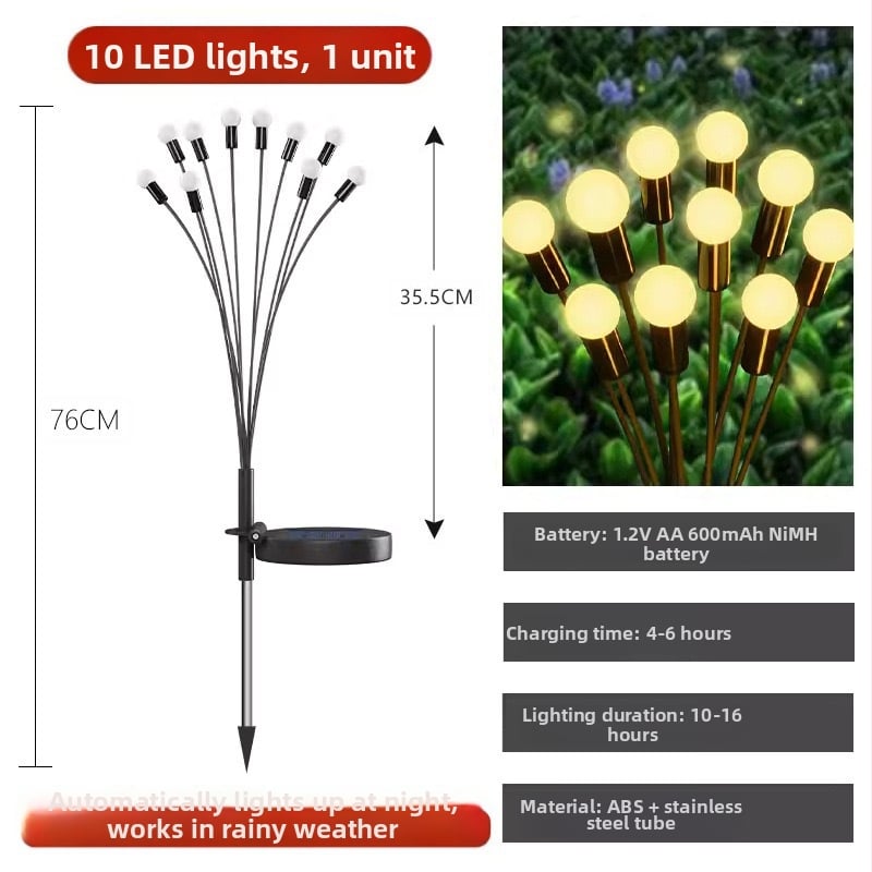 LED saules dārza gaismu virtene, ziedu formā, IP65 ūdensizturīgs, saules enerģijas padeve, pogu vadība, ieejas spriegums ≤36