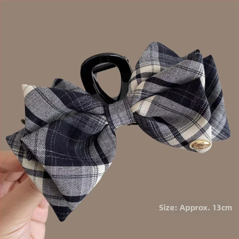 Klip na vlasy: ručne vyrobený, ženský dizajn, zmiešané materiály, retro kockovaný vzor, 2025 jeseň uvedenie