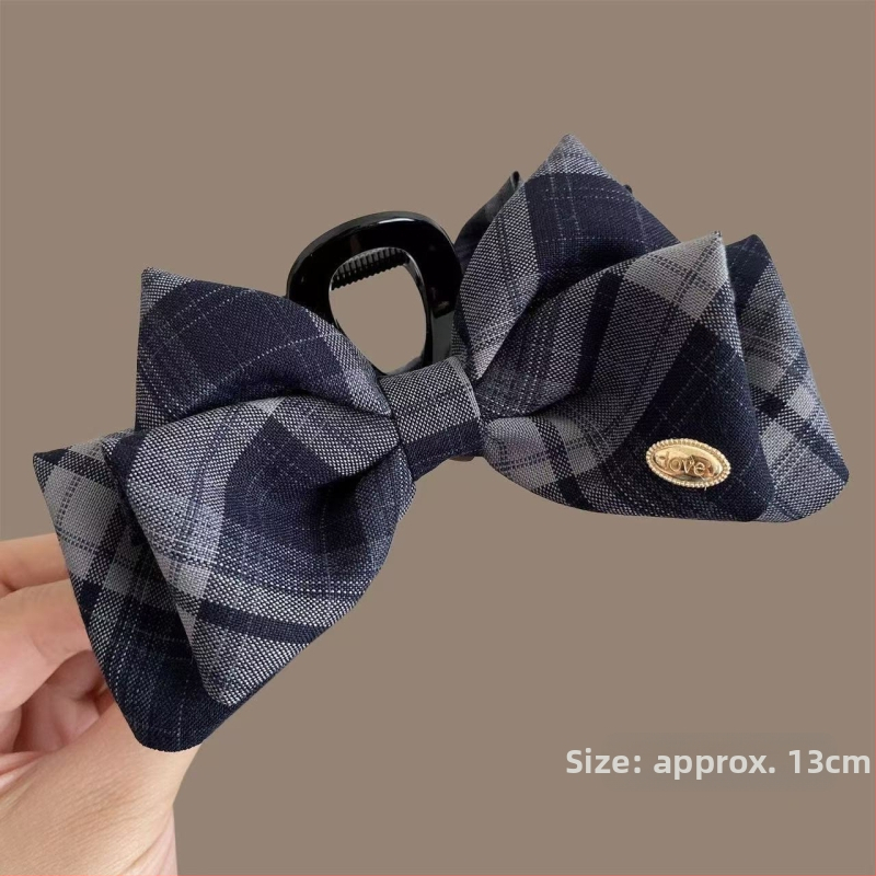 Matu klips: roku darbs, sievietes dizains, sajaukts materiāls, retro kvadrātveida raksts, 2025 rudens izlaidums