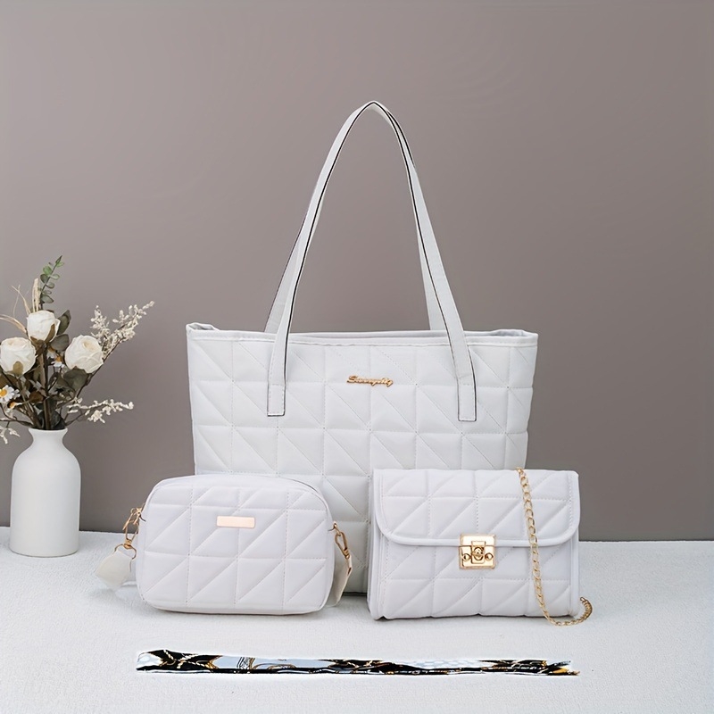 Τσάντα crossbody με αλυσίδα, τετράγωνο σχήμα, PU υλικό, φερμουάρ ανοίγματος, κρυφή τσέπη με φερμουάρ