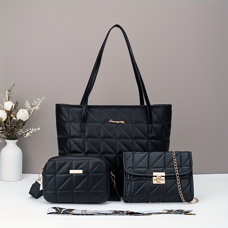 Τσάντα crossbody με αλυσίδα, τετράγωνο σχήμα, PU υλικό, φερμουάρ ανοίγματος, κρυφή τσέπη με φερμουάρ