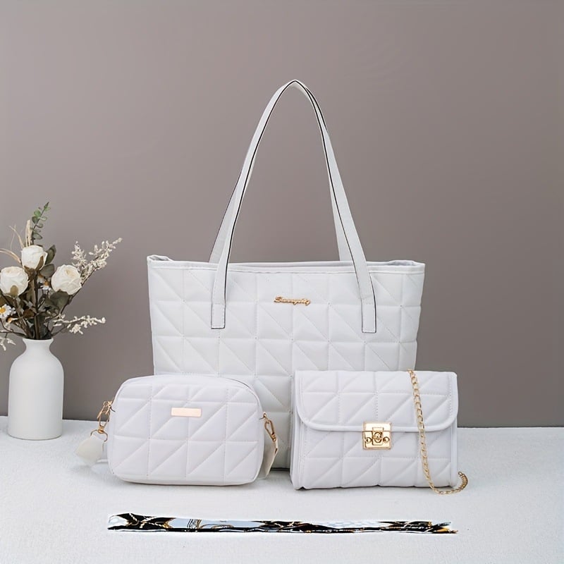 Τσάντα crossbody με αλυσίδα, τετράγωνο σχήμα, PU υλικό, φερμουάρ ανοίγματος, κρυφή τσέπη με φερμουάρ