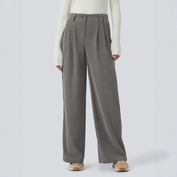 Sieviešu cordurojas bikses, vaļīgs piegriezums, garas, 95% poliestera, rudens 2025