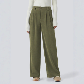 Sieviešu cordurojas bikses, vaļīgs piegriezums, garas, 95% poliestera, rudens 2025