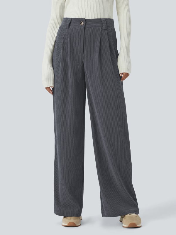 Sieviešu cordurojas bikses, vaļīgs piegriezums, garas, 95% poliestera, rudens 2025