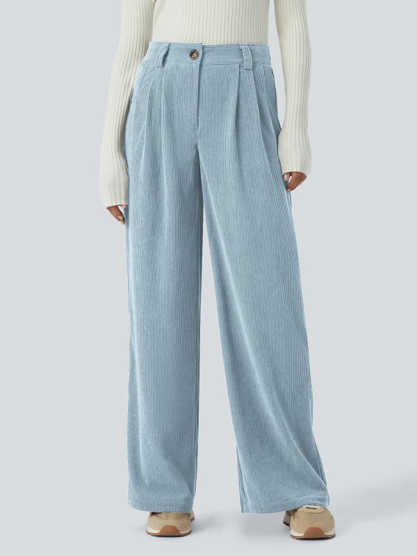 Sieviešu cordurojas bikses, vaļīgs piegriezums, garas, 95% poliestera, rudens 2025