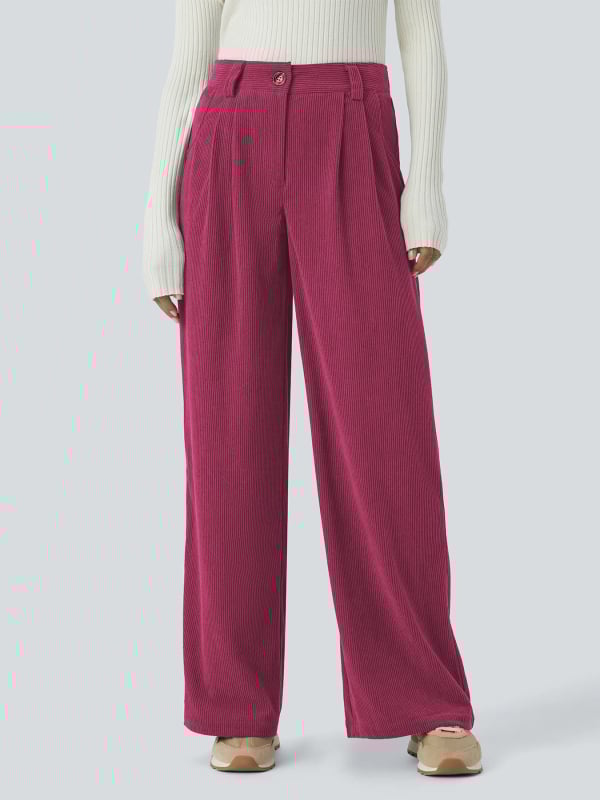 Sieviešu cordurojas bikses, vaļīgs piegriezums, garas, 95% poliestera, rudens 2025