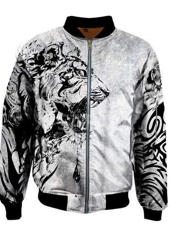 Vīriešu sporta jaka ar druku, rāvējslēdzējs, poliesteris, brīva piegriezuma, garas piedurknes