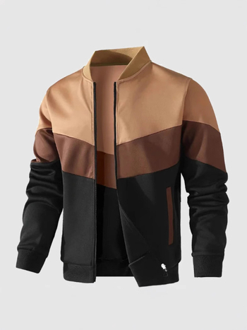 Vīriešu sporta jaka ar druku, rāvējslēdzējs, poliesteris, brīva piegriezuma, garas piedurknes