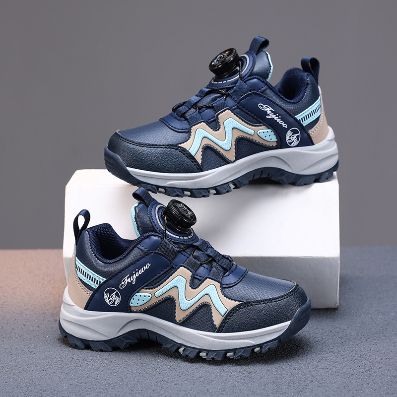 Bērnu sporta kurpes ar mākslīgās ādas augšu, anti‑slīdēšana un šoka absorbcija, MD zole, griežama sprādze