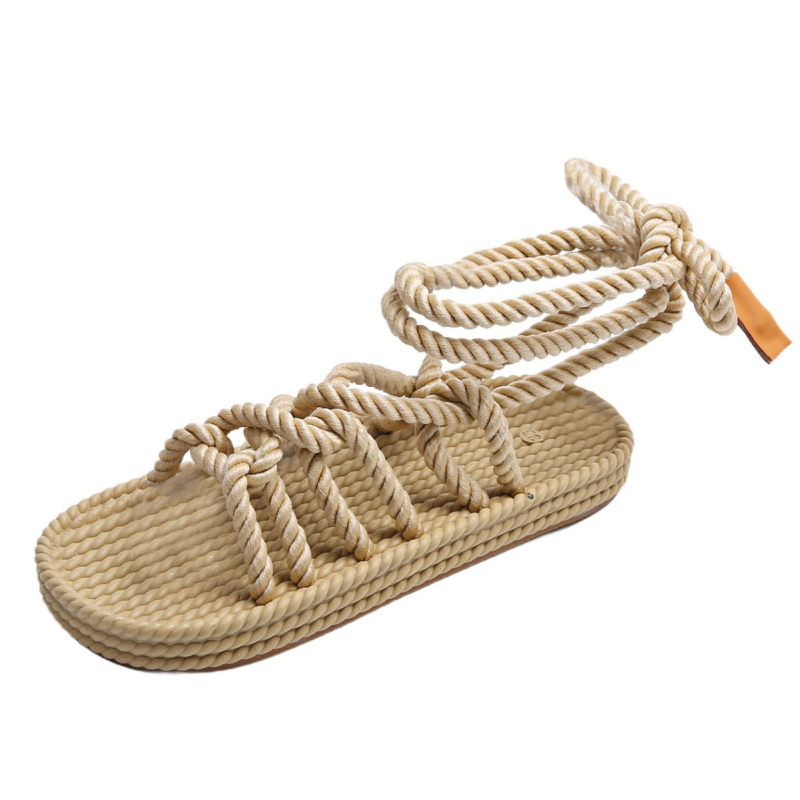 Γυναικείες σαγιονάρες παραλίας, ύφασμα επάνω, στρογγυλή μύτη, συνθετική σόλα, Καλοκαίρι 2025