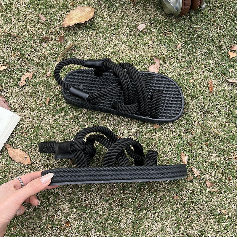 Γυναικείες σαγιονάρες παραλίας, ύφασμα επάνω, στρογγυλή μύτη, συνθετική σόλα, Καλοκαίρι 2025