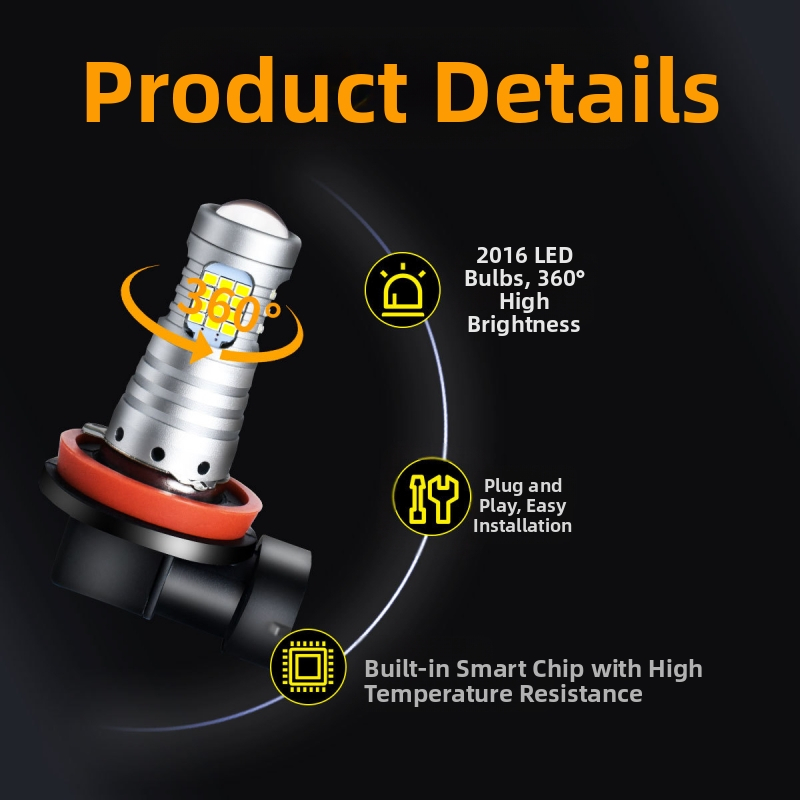 LED светлина за мъгла за автомобил H8/H11 1156/1157 T15, 12-24V, 3000LM, 6000K, алуминиева сплав