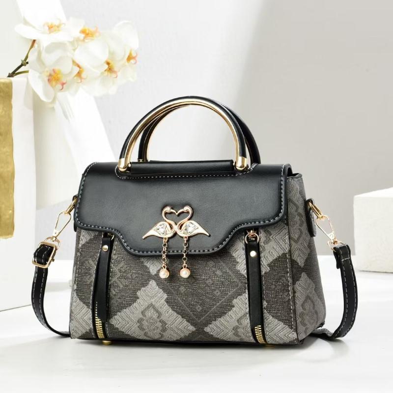 Sieviešu ikdienas pleca soma ar klapi, maza kvadrātveida soma, poliesters, iekšējā odere sintētiskā āda, pavasaris 2025