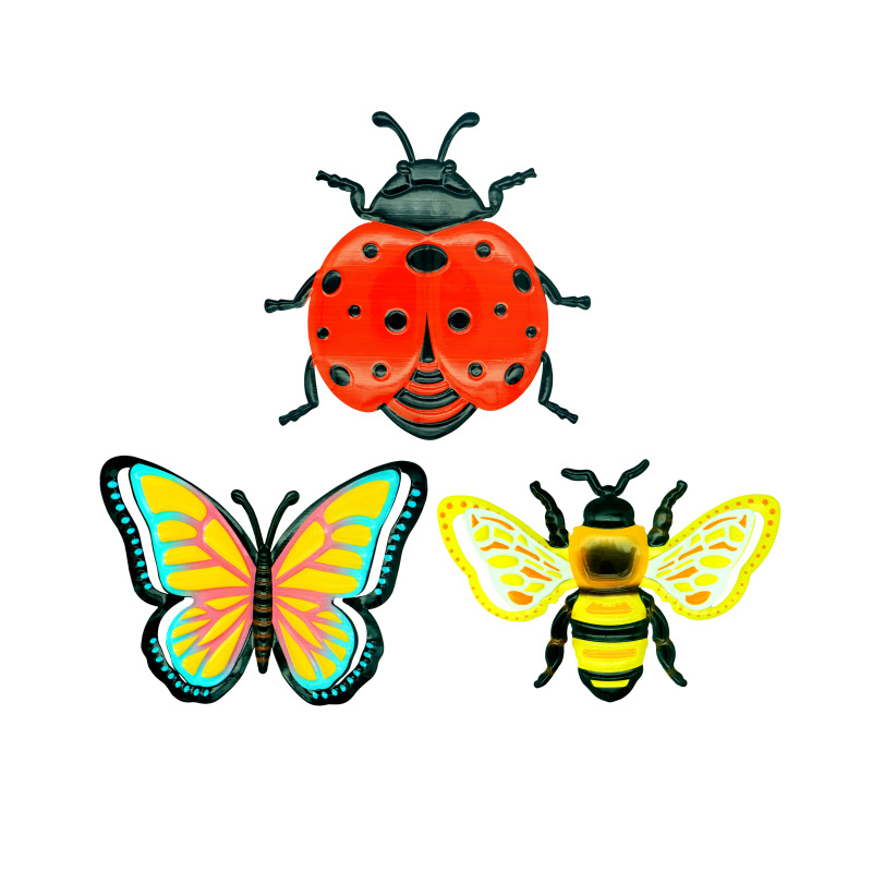 Željezna zidna dekoracija s 3D motivima kukaca — Tipo 0033, Huixin, ukras za vješanje, pastoralni stil